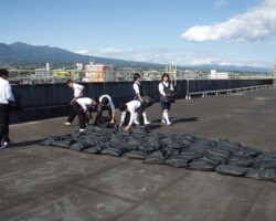 前橋中学校 常緑キリンソウ袋方式販売緑化計画研究所屋上緑化施工事例